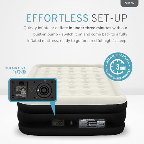 RestElevated Luxury Pillow Top Queen Air Mattress Black Cream