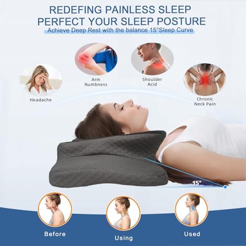 QIUBABYO Pain Relief Cervical Pillow for Neck Support and Comfort
