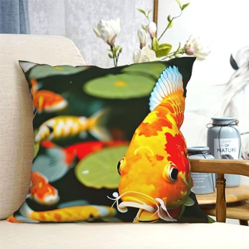 Ogniwo Japanese Koi Fish Throw Pillow 12x12 Inch