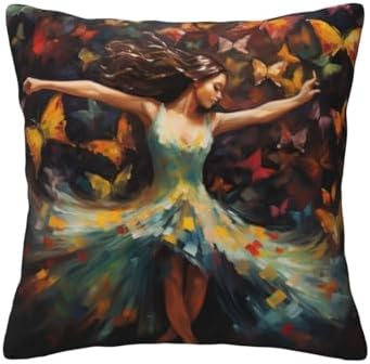 Ogniwo Girl Dance Butterfly Pillow Soft 12x12 Inch Cushion Cover