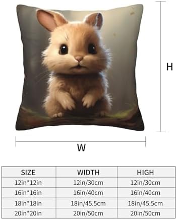 Ogniwo Cute Bunny Throw Pillow 12x12 Inch Soft Square Cushion Case