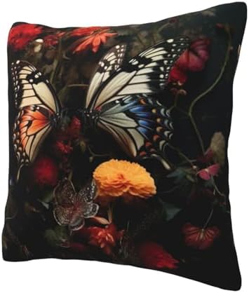 Ogniwo Butterfly Kissing Flowers Pillow Cover 12x12 Inch