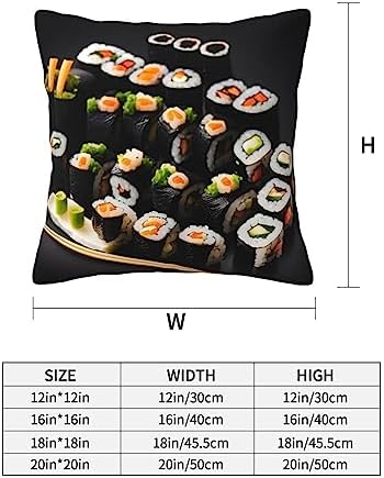 Ogniwo Japanese Sushi Black Throw Pillow Soft 12x12 Inch Cushion Cover