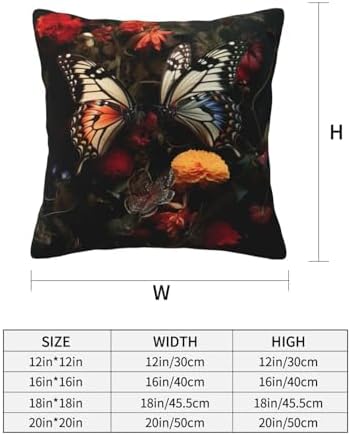 Ogniwo Butterfly Kissing Flowers Pillow Cover 12x12 Inch