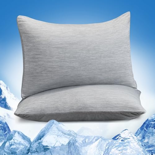 Marchpower Cooling Pillow Cases 2 Pack Gray - Breathable Skin-Friendly