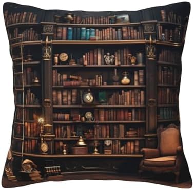 Ogniwo Library Bookshelf Throw Pillow 12x12 Inch