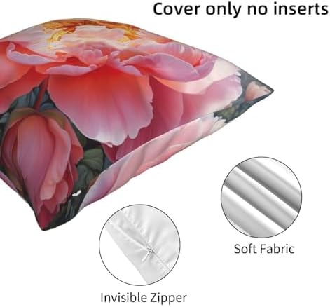 Garden Peony Throw Pillow 12x12 Inch