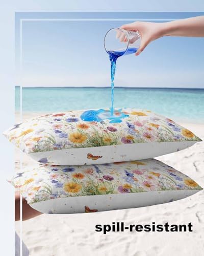 Waterproof Pillow Protector 2 Pack with Zipper Wildflower Design