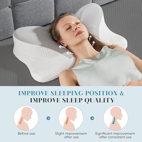 Sweetcrispy Cervical Pillow - Ergonomic Memory Foam Neck Support Grey