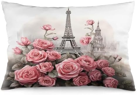 MaSiledy Pillow Protector with Zipper Eiffel Tower Design