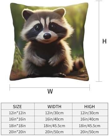 Ogniwo Cute Raccoon Throw Pillow 12x12 Inch 1