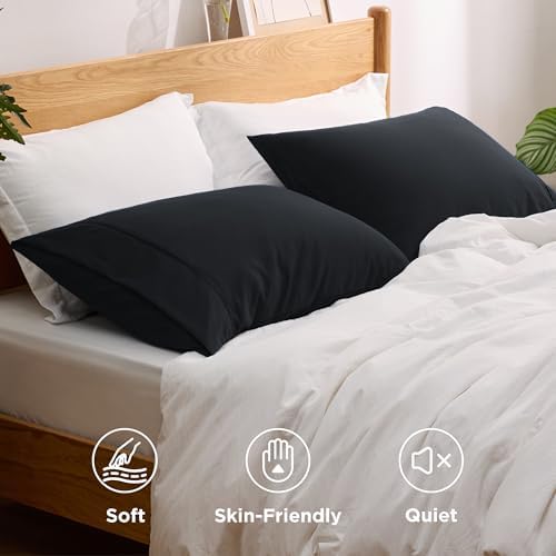 Bedsure King Size Pillow Cases Set of 2 - Black 20x36 inches