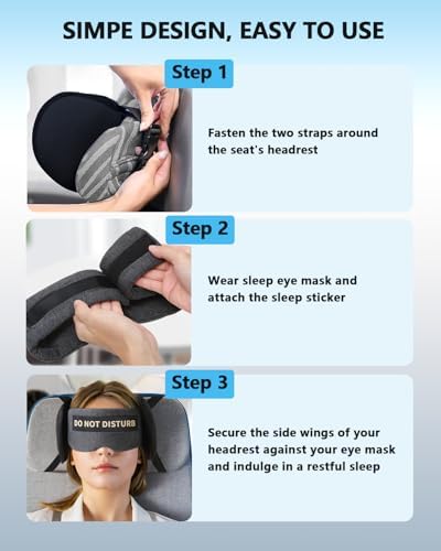 ARLIKSI Travel Pillow with Eye Mask for Airplanes 360 Head Support
