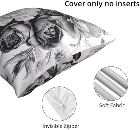 Ogniwo Floral Graphite Throw Pillow 12x12 Inch Soft Square Cushion Cover