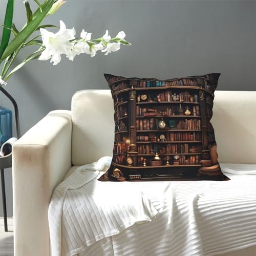 Ogniwo Library Bookshelf Throw Pillow 12x12 Inch