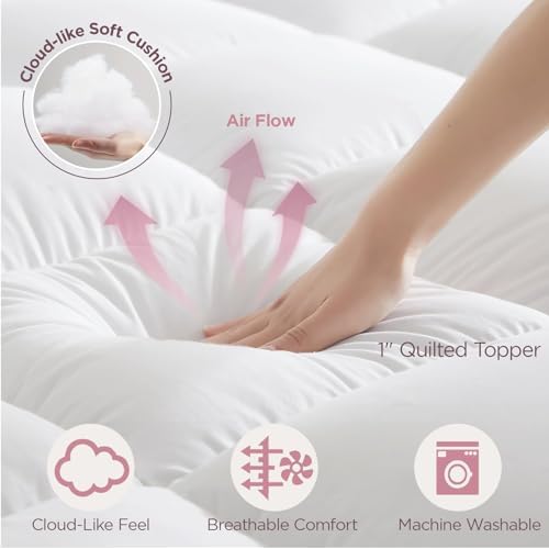 Queen Air Mattress with Built-in Pump Quilted Topper