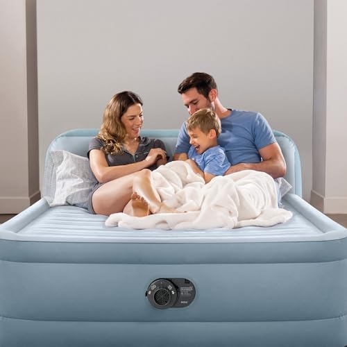 Intex Dura-Beam Deluxe Plush Air Mattress with Headboard Queen 600lb