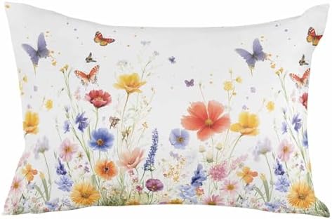 Waterproof Pillow Protector 2 Pack with Zipper Wildflower Design
