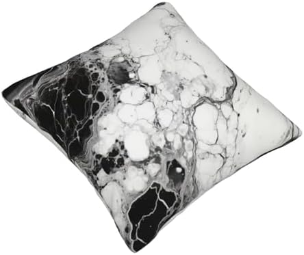 Ogniwo Black White Marble Throw Pillow 12x12 Inch
