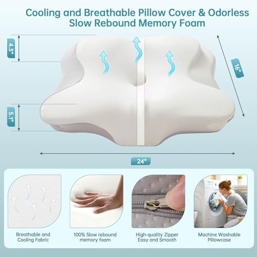 Ergonomic Cervical Neck Pillow with Cooling Case