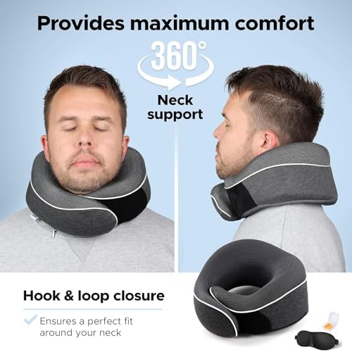 TALLGO Travel Neck Pillow with Eye Mask and Earplugs