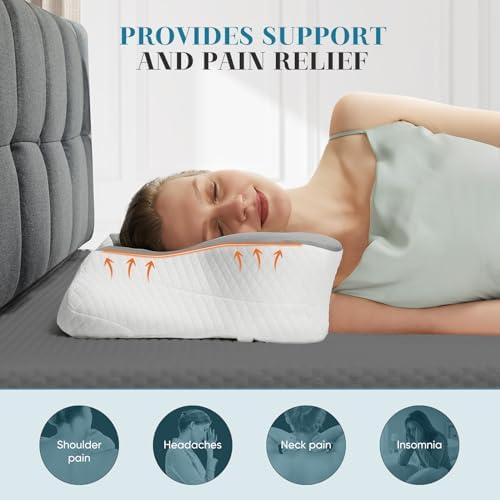 Sweetcrispy Cervical Pillow - Ergonomic Memory Foam Neck Support Grey