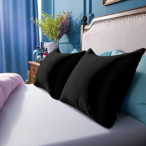 NTBAY Luxury Satin Pillowcases Set of 2 20x36 Inches Black