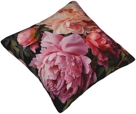 Garden Peony Throw Pillow Soft 12x12 Inch Cushion Cover