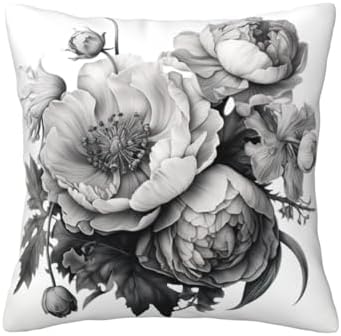 Floral Graphite Throw Pillow 12x12 Inch