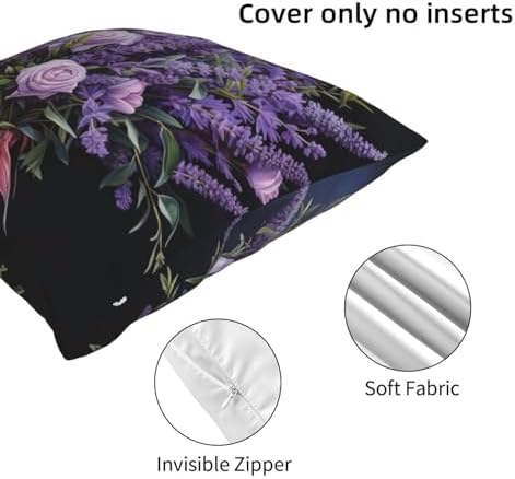 Ogniwo Lavender Bouquet Throw Pillow Soft 12x12 Inch Square Cushion Case