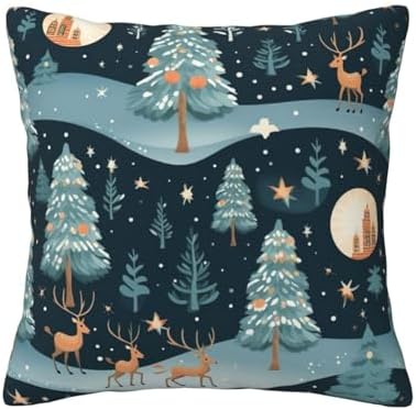 Ogniwo Blue Christmas Tree Throw Pillow 12x12 Inch 1