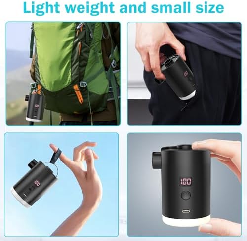 VUDIKEJ Mini Air Pump with LED Camping Light