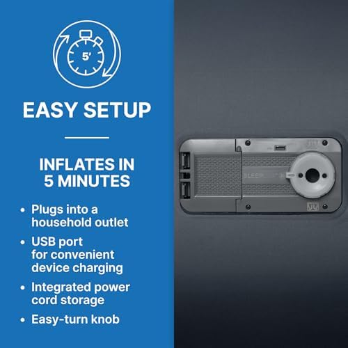 SleepLux Queen Air Mattress with Headboard and USB Charger