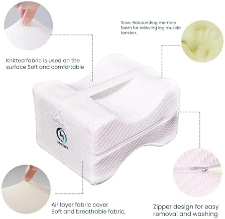 Ergonomic Knee Pillow for Side Sleepers with Cooling Design and Adjustable Strap