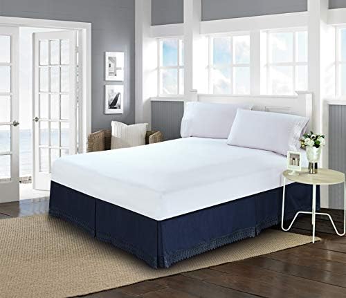 Elegant Comfort Navy Blue Bed Skirt with 15 Inch Drop