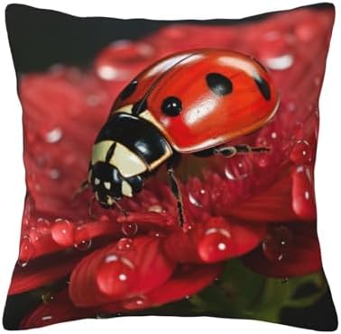 Ogniwo Ladybug Flower Throw Pillow 12x12 Inch