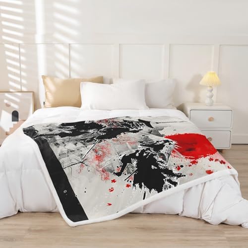 Feelyou Japanese Samurai Sunset Fleece Throw Blanket