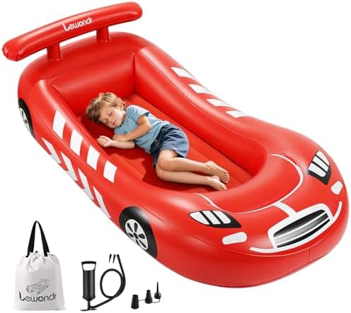 Lewondr Inflatable Racecar Toddler Bed Red