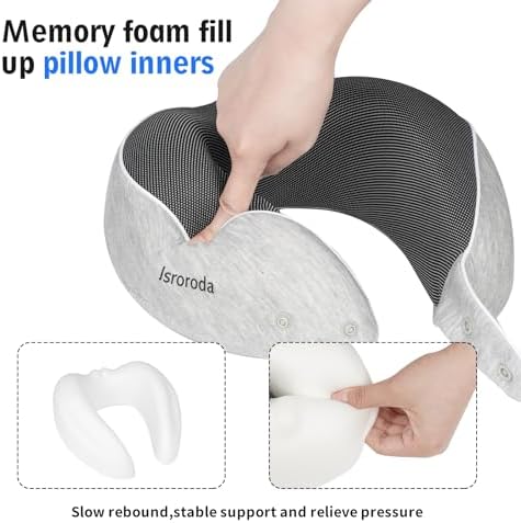 Jsroroda 360-Degree Travel Neck Pillow - Memory Foam Breathable Comfortable