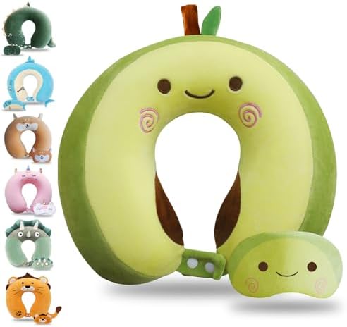Cute Travel Pillow with Sleep Eye Mask for Kids Boys Girls Teens