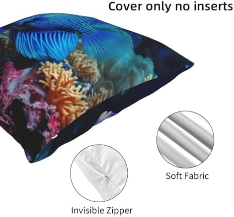 Ogniwo Blue Ocean Fish Throw Pillow 12x12 Inch