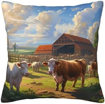 Ogniwo Cattle Farm Sanctuary Throw Pillow 12x12 Inch 1