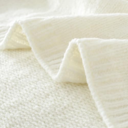 Carriediosa Wool Blend Knit Throw Blanket 50 x 60 Vanilla Cream