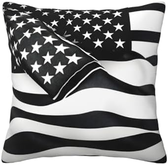 Black and White American Flag Throw Pillow 12x12 Inch