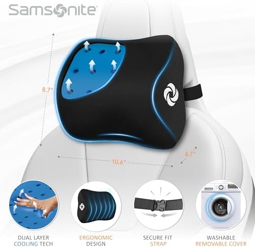 Samsonite Cooling Car Neck Pillow with Airflow Support