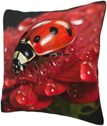 Ogniwo Ladybug Flower Throw Pillow 12x12 Inch