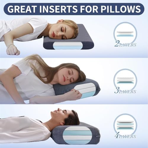 LOFE Adjustable Memory Foam Pillow Insert 12 Height Medium Firm White