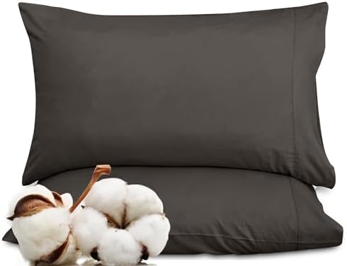 ROYALE LINENS 300 Thread Count Pillowcases Set of 2 - Percale Grey