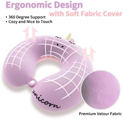Unicorn Travel Pillow for Kids with Sleep Mask Earplugs
