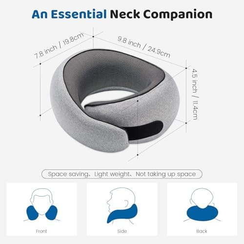 4litamz Travel Neck Pillow with Memory Foam and Velcro Closure